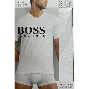 Hugo Boss Mens 3 Pack V Neck T-Shirt XXL Regular Fit Pure Cotton Short Sleeve